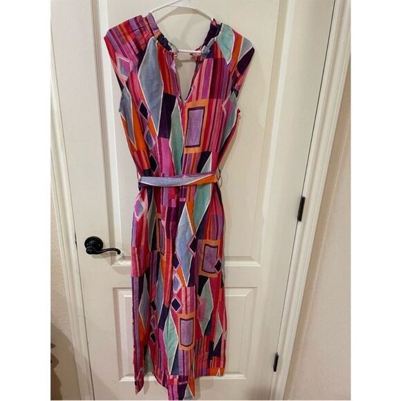 Anthropologie Ranna Gill Printed Ruffle V-Neck Wide-Leg Jumpsuit size small - Picture 4 of 7